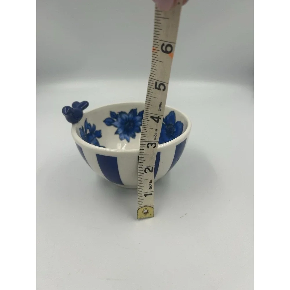 MacKenzie-Childs Blue & White Floral Pattern Round Ceramic Bowl